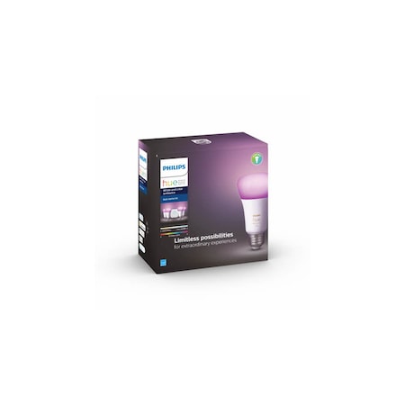 Philips Philips Hue A19 E26 (Medium) Smart-Enabled LED Bulb Starter Kit Color Changing 60 Watt Equivalence 4 548545